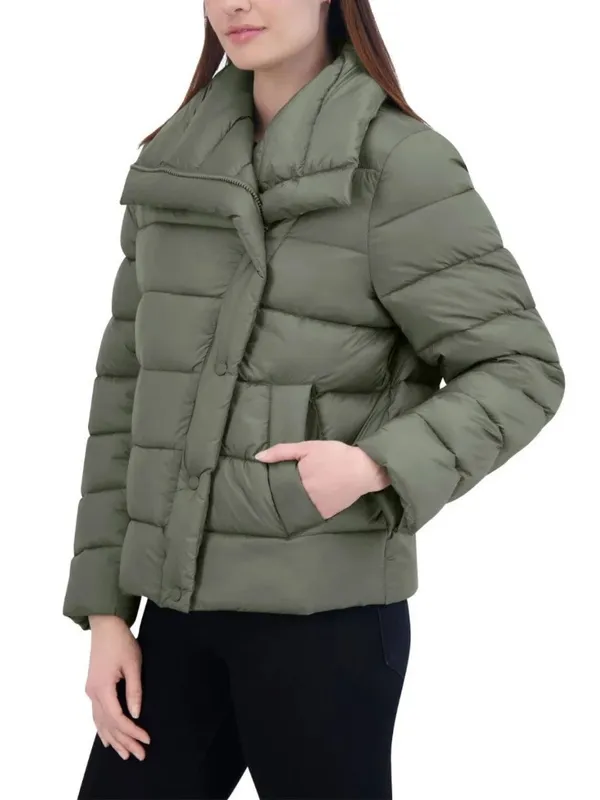 Tahari Olive Green Puffer Coat - Image 2