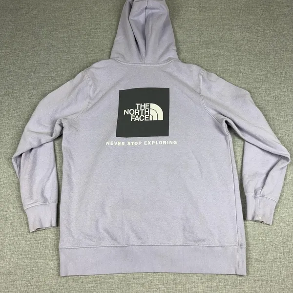 The North Face Hoodie Womens Large Purple Pullover Logo Kangaroo Pocket Fleece - Image 2