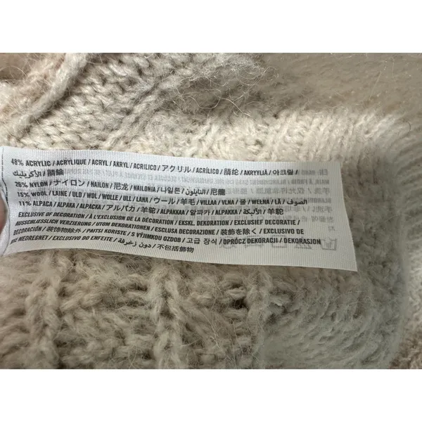 Abercrombie & Fitch Beige Cream Cableknit Wool Alpaca Blend Cardigan Medium - Image 2