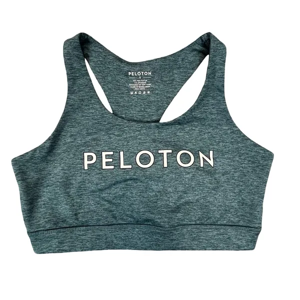 Peloton Women Sports Bra Heather Teal‎ Blue Racerback Cutout Logo Activewear S - Image 3