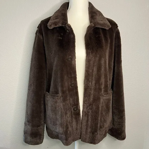 Brandon Thomas Reversible Suede Fur Jacket Women’s Small S Brown with Pockets - Image 4