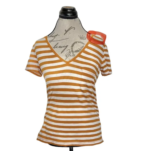 Madewell Womens Blouse Sz XS Striped Short Sleeve Preppy Parisian Minimalist - Image 13
