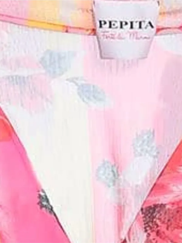 PEPITA Floral Pink & Yellow Lace-Trim Dressing Gown size 8 - Image 4