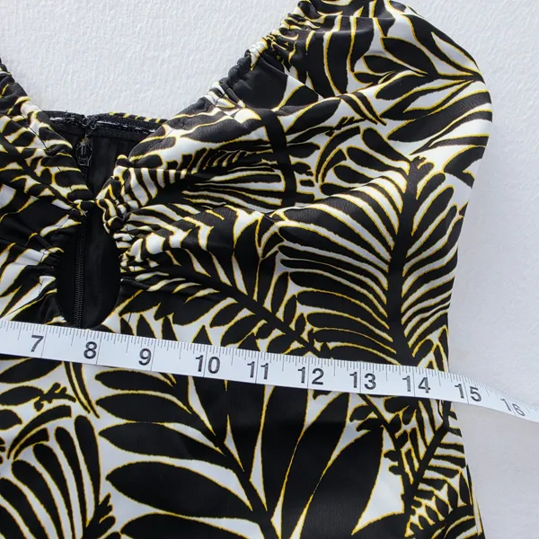 Christian Lacroix Black White Palm Leaf Halter Midi Dress Keyhole Size Small - Image 9