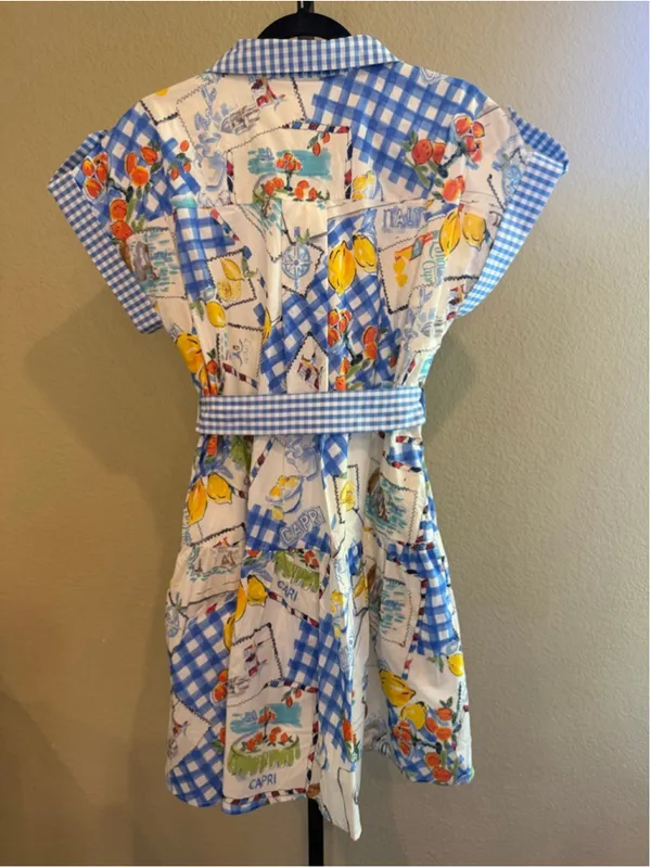 Entro Capri Lemon Mini Dress in Blue Size S - Image 3