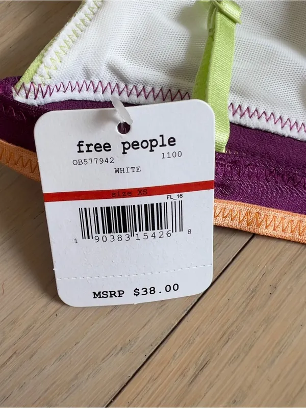 Free People Finn Strappy Back Bra Bralette in White NWT - Image 5