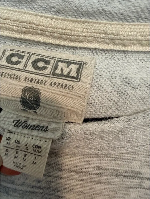 CCM Women's Medium Vintage NHL Sweatshirt Grey Hockey Logo - Image 2