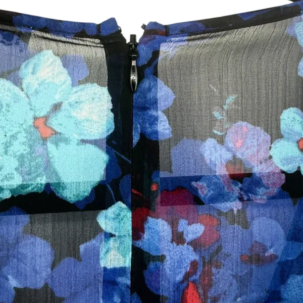 Calvin Klein Women's Floral Chiffon Faux Wrap Flutter Sleeve Dress Blue Size 18W - Image 7