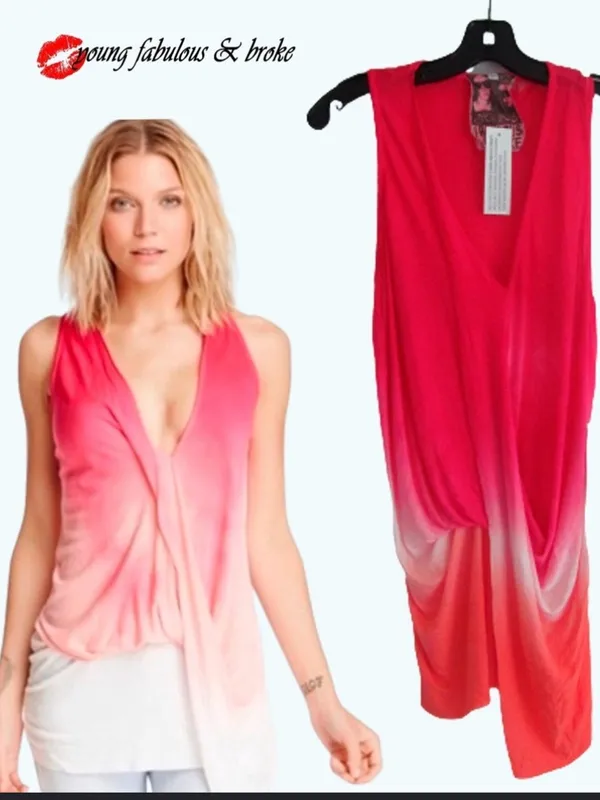 Young Fabulous & Broke Hot Pink Draped Sleeveless Top - Image 2