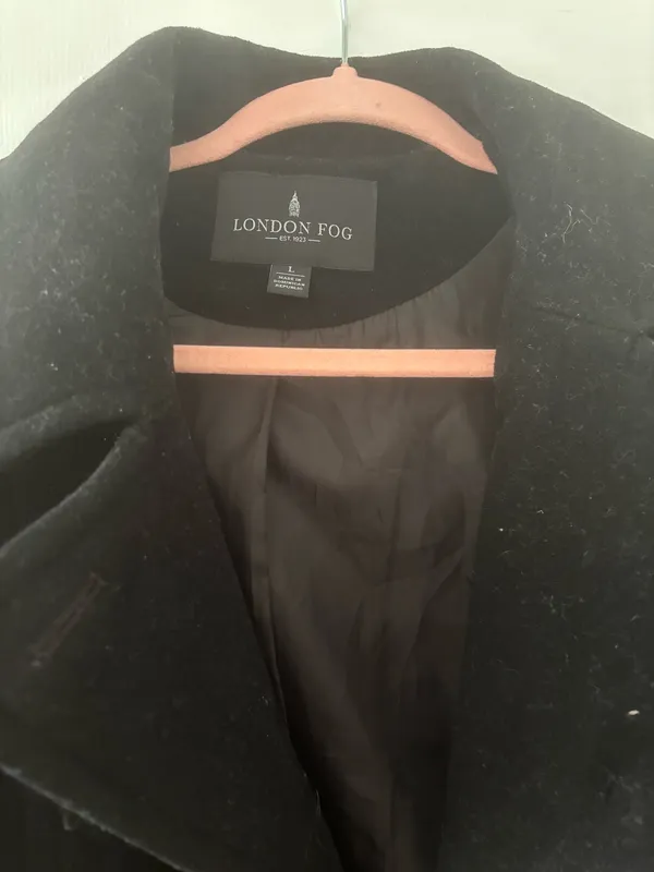 London Fog Black Double Breasted Peacoat Women’s Size L - Image 5
