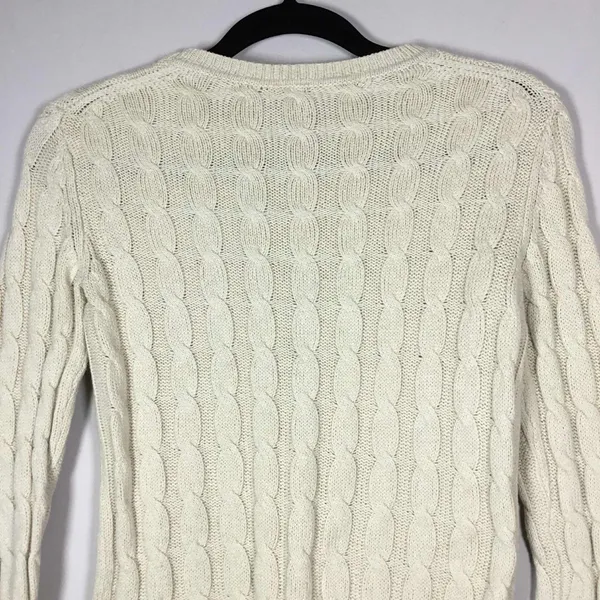 Gap Off White Minimalist Clean Girl Cable Knit Neck Sweater S Autumn Fall Casual - Image 5