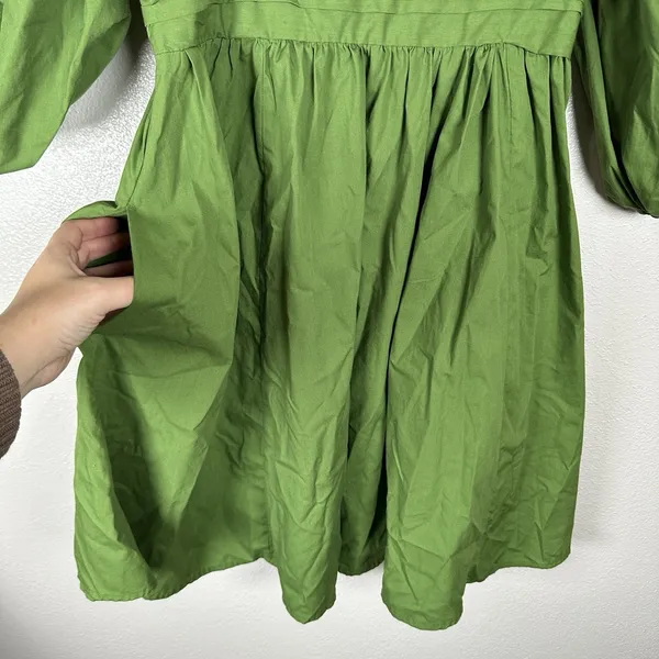Abercrombie Fitch A&F Emerson Poplin Puff Sleeve Mini Dress‎ Green Small Tall ST - Image 3