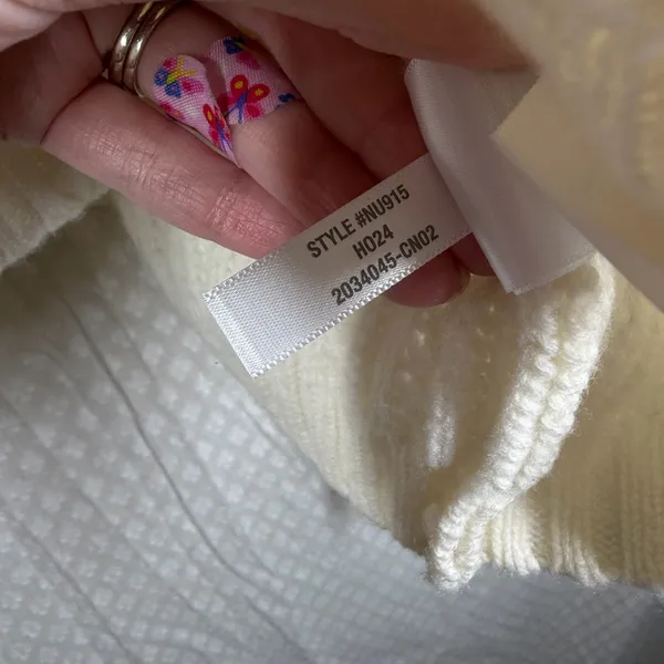 Madewell NWT‎ White Pointelle Mock Neck Merino Wool Sweater - Image 5