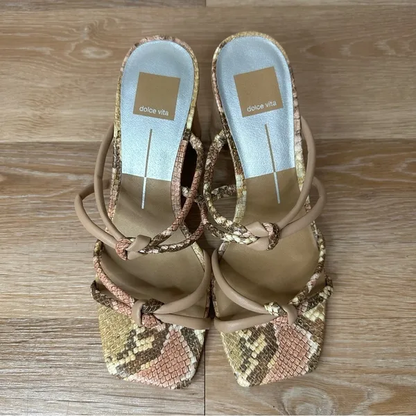 Dolce Vita Blush Multi Snake Print Stella Heels Sandals, Size 8.5 - Image 6