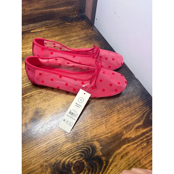 No Boundaries‎ Red Mesh Pilka Dot Flats Size 10 - Image 3