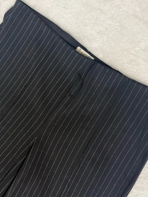 Maeve Anthropologie Margot Kick-Flare Cropped Pinstripe Pants Black - Image 5