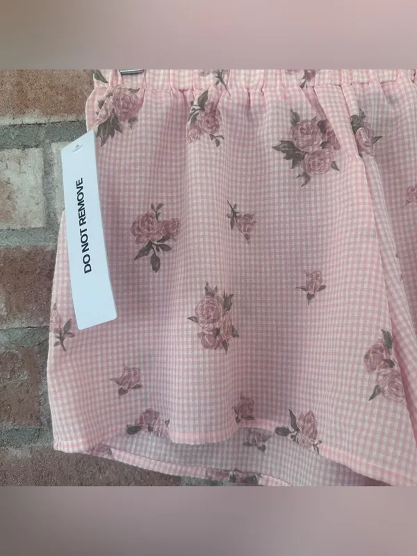 Princess Polly NEW Shorts Boxers Lounge Women’s 2 Pink Coquette Floral Gingham - Image 2