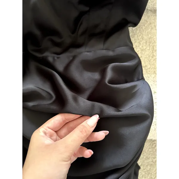 Katie May Black Strapless Mini Dress with Draped Side Panel Size S - Image 6