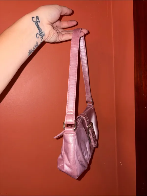 Pink Y2K Shoulder Bag with Studded Buckle - Image 3