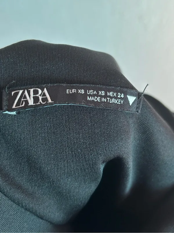 Zara Black Zip Detail Bodycon Mini Dress XS - Image 4