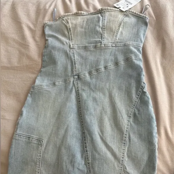 NWT Zara Denim Strapless Mini Dress - Image 3