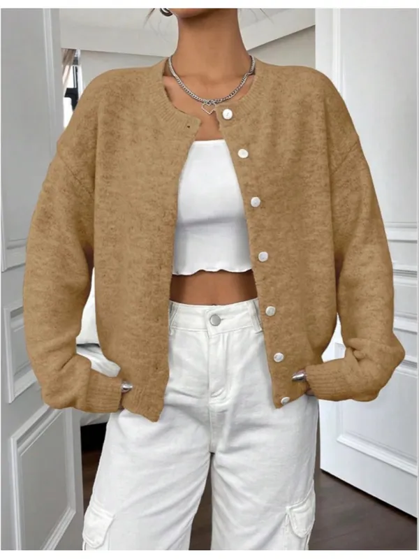 NEW Knit Long Sleeve Button Down Lightweight Alpaca Cardigan S - Image 7