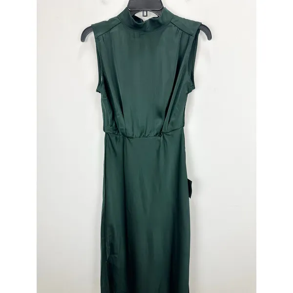 Lulus Classic Elegance Green Satin Sleeveless Mock Neck Maxi Dress Medium NWT - Image 6