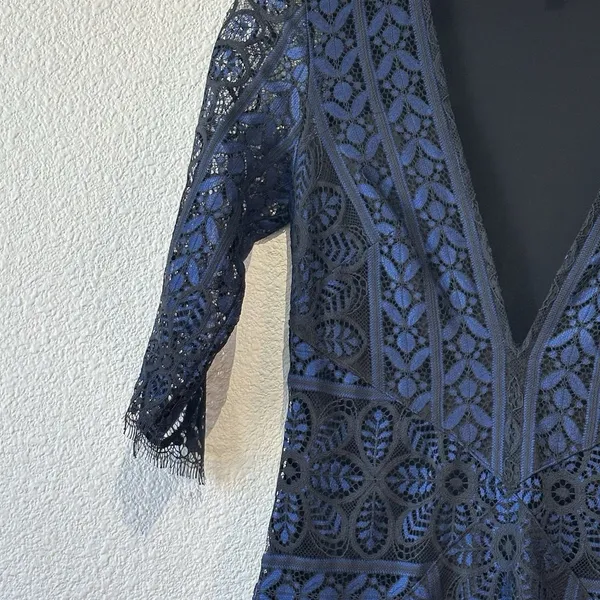 For Love & Lemons Lyla Mini Cocktail Dress Black & Blue Lace Women’s Size XS - Image 2