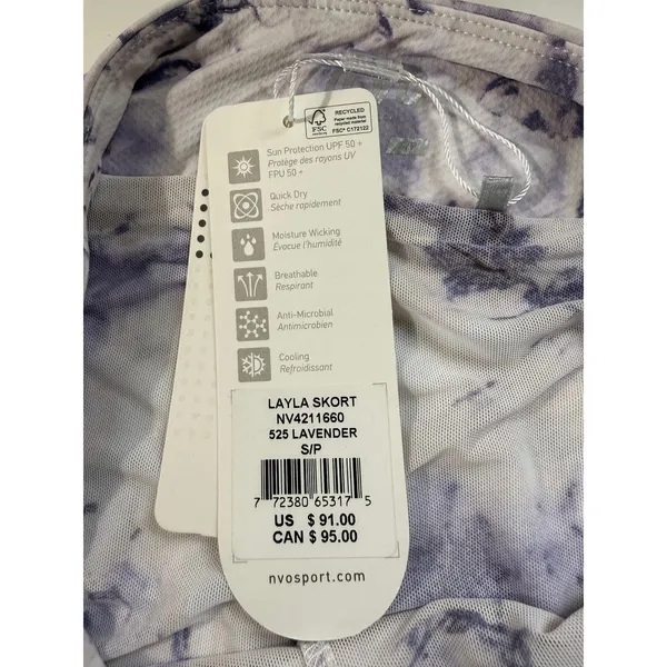 N'vo Layla‎ Skort Lavender Marble Print LivCool UPF 50 Golf Tennis Skirt Med NWT - Image 7