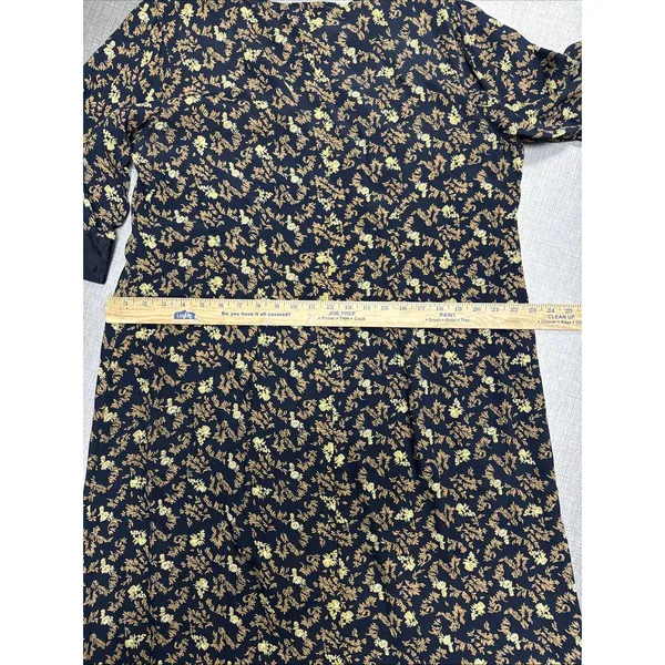 April Cornell For Cornell Trading Black Floral Midi Dress‎ Size Large Vtg Kaftan - Image 7