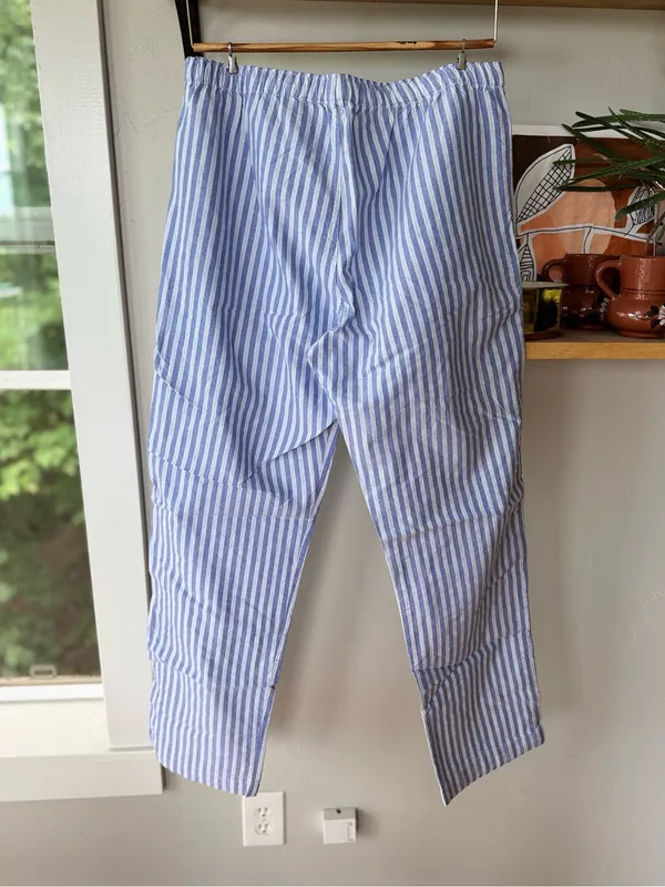 GAP Blue Striped Cotton Elastic Waist Drawstring Pajama Pants Sz Medium - Image 6