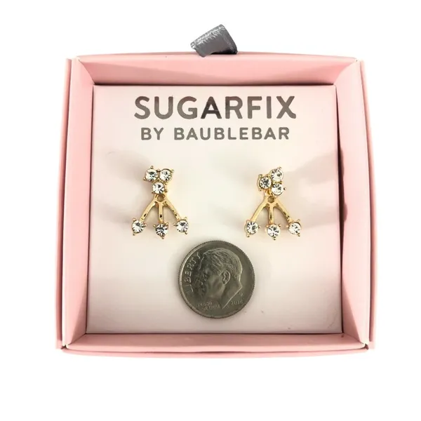 Sugarfix Womens Earrings Tri-Cluster Rhinestones Sparkle Clear Gold Tone - Image 2