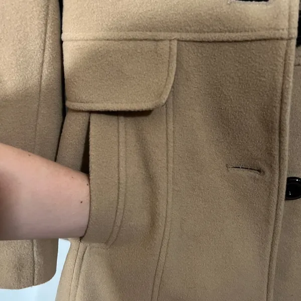 Kenneth Cole Wool Trench Coat in Camel Brown Size 4 Tan Vintage 90s - Image 3