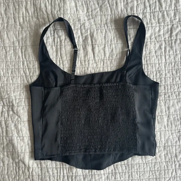 Hollister Black Satin Corset Top - Image 2