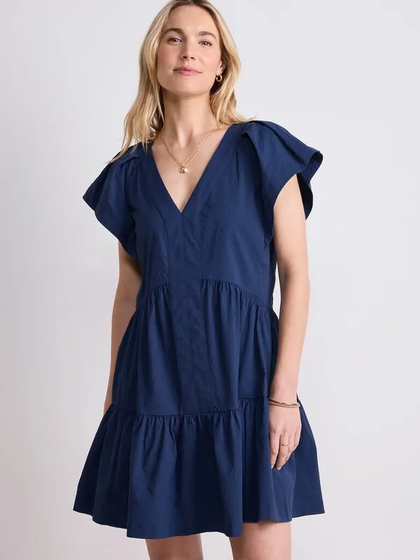Vineyard Vines Performance Navy Blue Sophie Harbor Flutter Sleeve Tiered Dress - Image 2