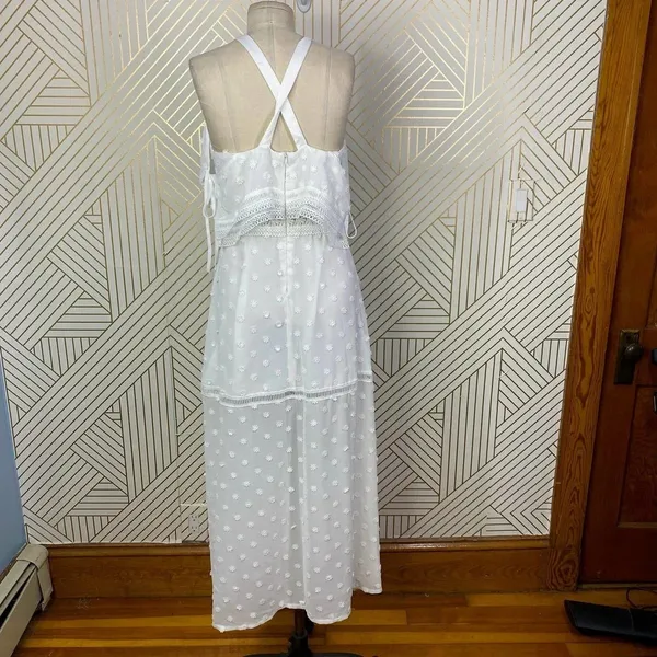 Lioness Cross Back Layered Folk Midaxi Dress in White Boho‎ Size US Small - Image 10