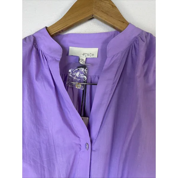 Pinch Mini Dress Womens Med Purple Pleated Puff Sleeve Boho Preppy smocked NWT - Image 6
