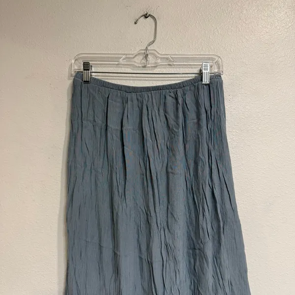 Vintage 90s Blue Sheer Lace Handkerchief Hem Midi Skirt Sz M - Image 3