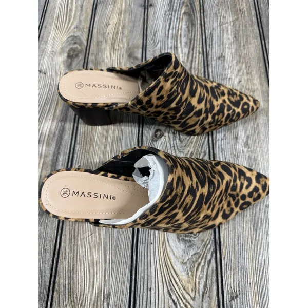 Massini Women's Emily Leopard block heeled Mules SZ 10 - Image 2
