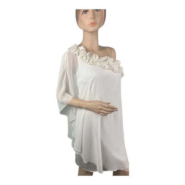 Max and Cleo Womens Eggshell One Shoulder Ruffle Cocktail Dress SAB6Q985 Size‎ 2 - Image 3