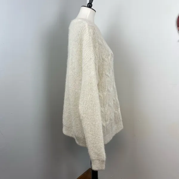 Soft Surroundings Ivory Soft Fuzzy Narcissa Crew Neck Sweater XL - Image 4