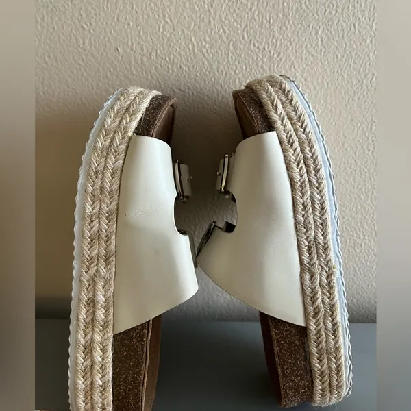 Sam Edelman White Double Buckle Leather Platform Sandals Size 7 - Image 3