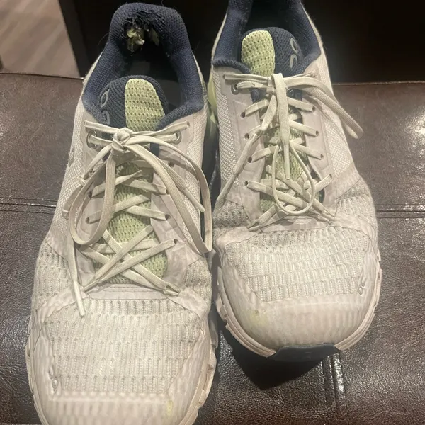 On Clouds Women's Sneakers - White and Lime Green - Image 2