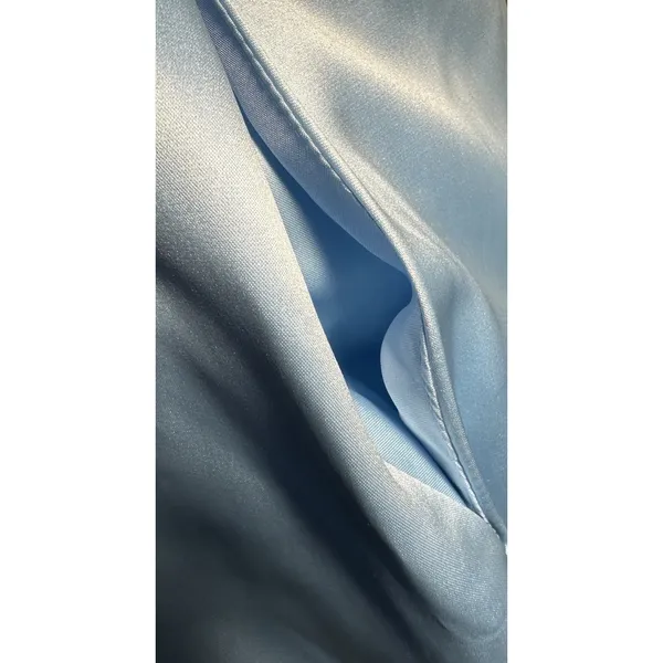 Sherri Hill Ice Blue Satin Prom Dress with Floral Embroidery & Pockets - Sz 10 - Image 10
