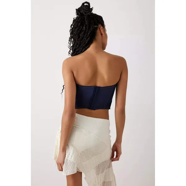 BDG Urban Outfitters NWT Denim Corset Tube Top Indigo‎ Blue Strapless Hook Eye L - Image 2