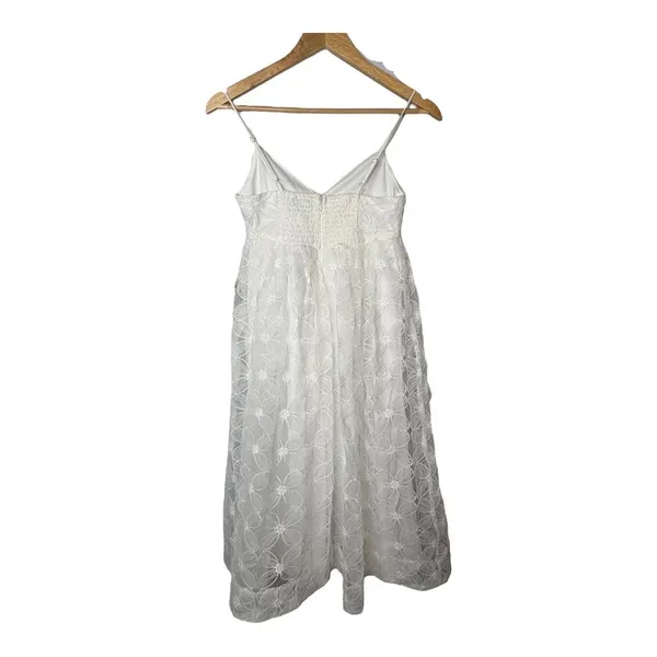 Lulus Floral Lace Midi Dress XS White Bridal Shower Wedding Smocked Coquette NWT - Image 5