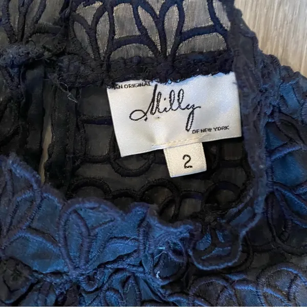 Milly Black Sheer Lace Embroidered Mini Dress Size 2 AS IS - Image 7