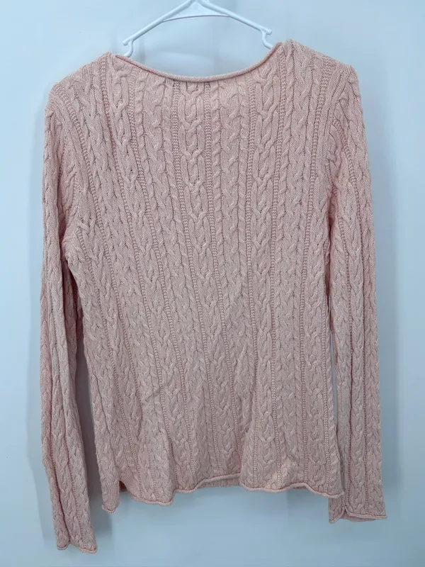 Ralph Lauren Pink Cable-Knit Crewneck Sweater - Image 4