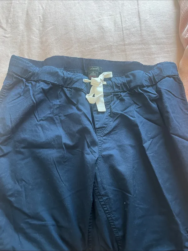J. Crew Navy Drawstring Jogger Pants with White Piping - Image 2