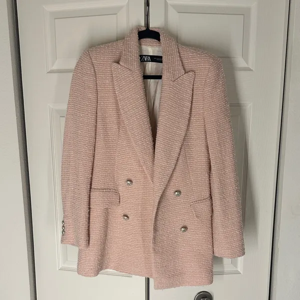 Zara Pink Tweed Blazer - Image 5